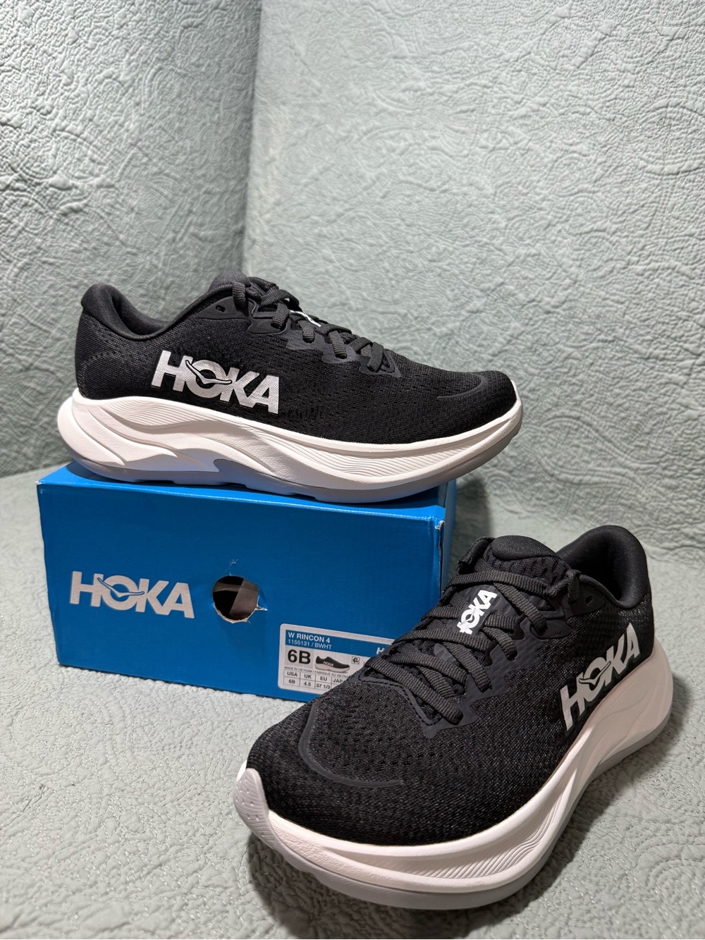 Hoka Women's Black and White Running Sneakers - Picture 7 of 8